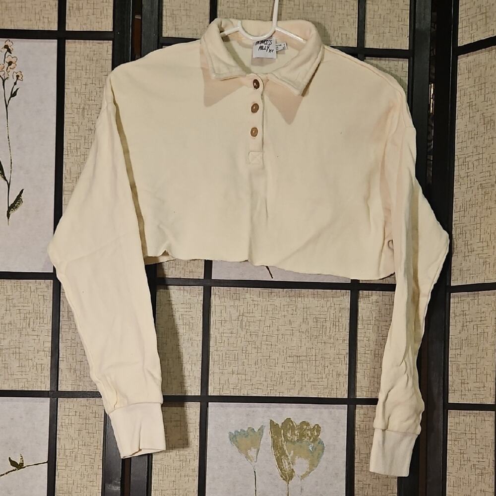 Princess Polly Cream Button-Up Crop Top